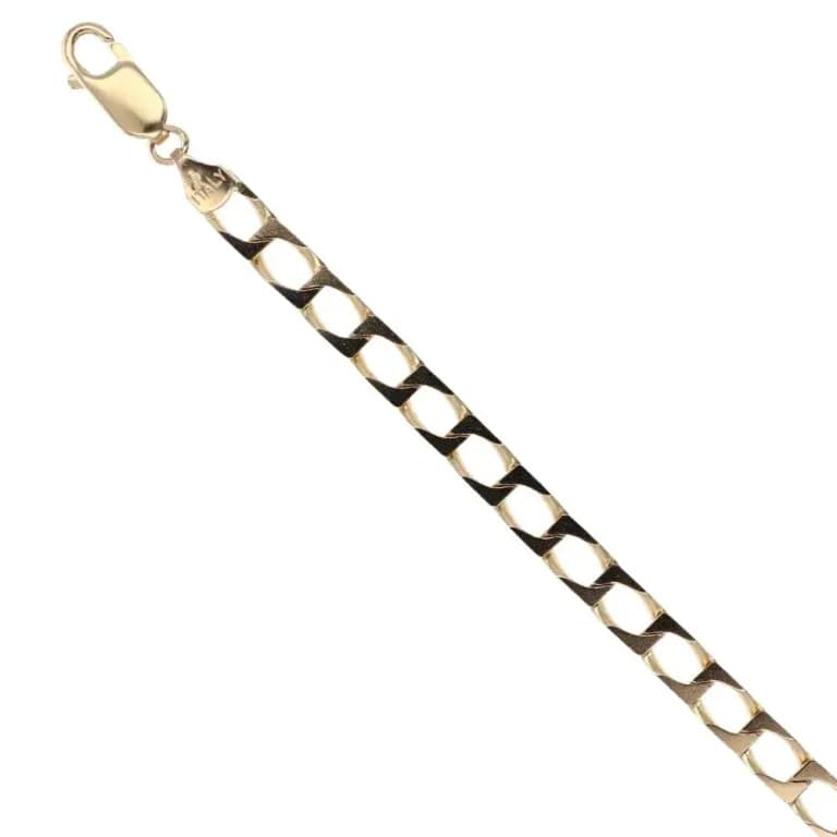 9ct Yellow Gold Square Curb Bracelet 7″