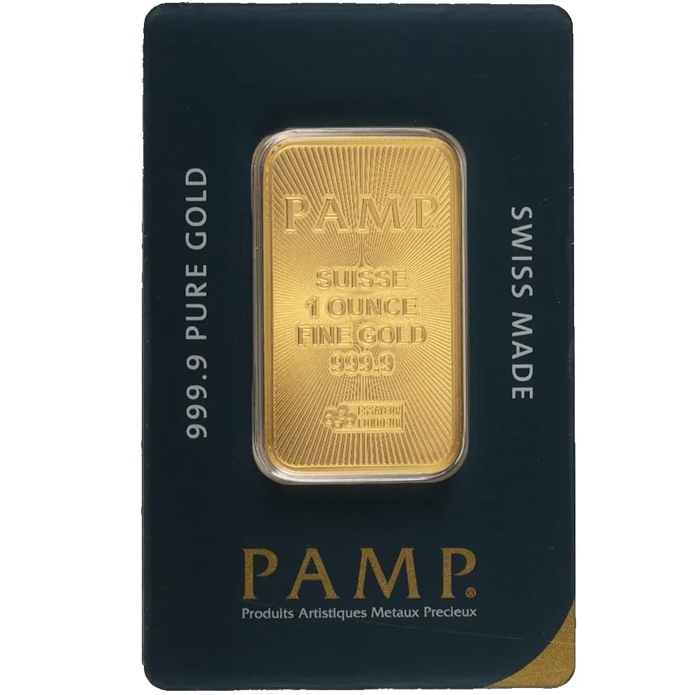 1 oz PAMP Suisse Gold Bar (New PAMP Design, New w/ Assay)