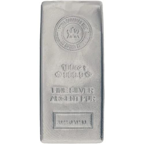 100 oz (RCM) Royal Canadian Mint Silver Bar