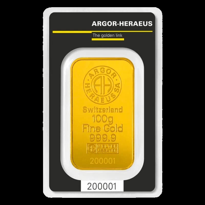 100g Gold Bar | Argor Heraeus | Minted