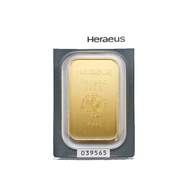 100g Heraeus Gold Bar