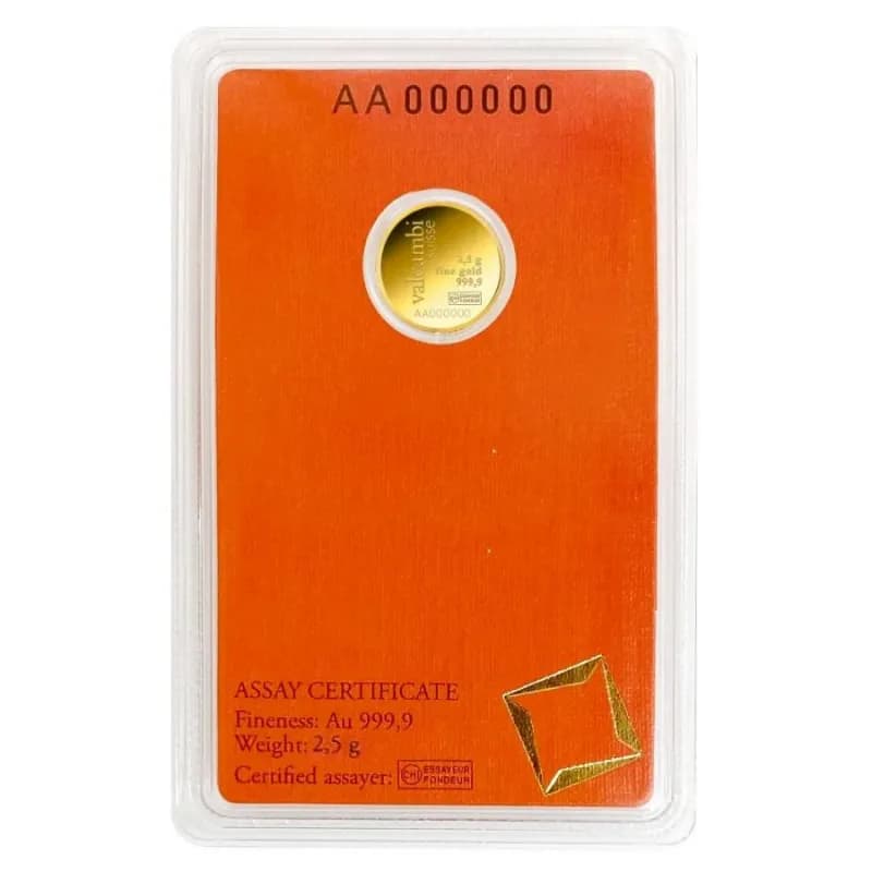 2.5g Gold Bar | Valcambi | Round Bar