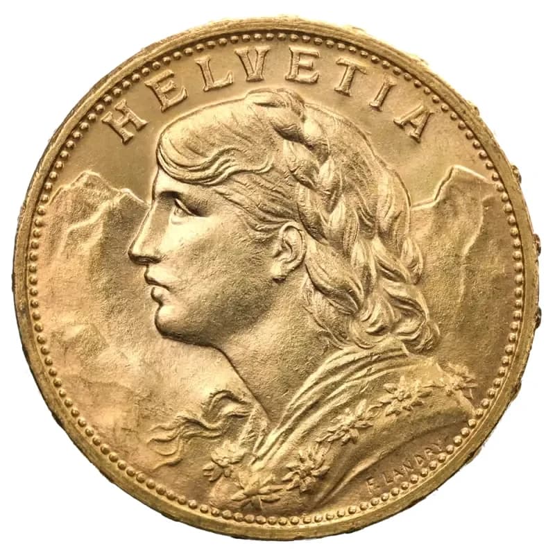 20 Swiss Francs, Vreneli, Gold