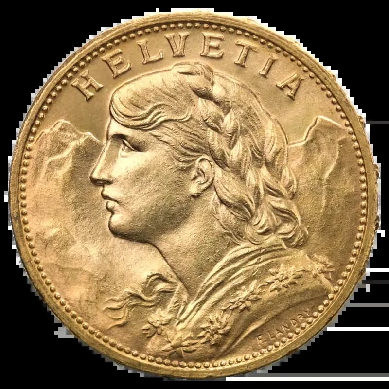 20 Swiss Francs, Vreneli, Gold
