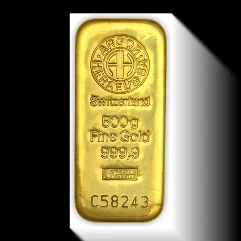 500g Gold Bar | Argor Heraeus | Casted