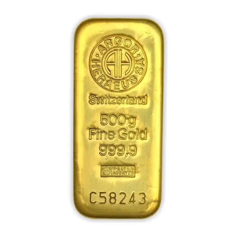 500g Gold Bar | Argor Heraeus | Casted