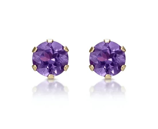 Amethyst 4mm 9K Yellow Gold Stud Earrings