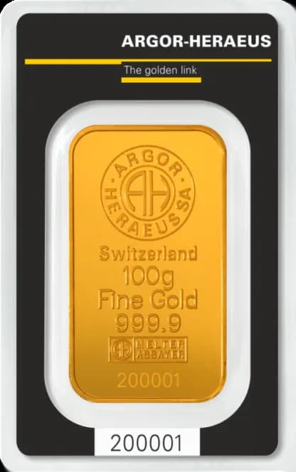 100g Gold Bar | Argor Heraeus | Kinebar