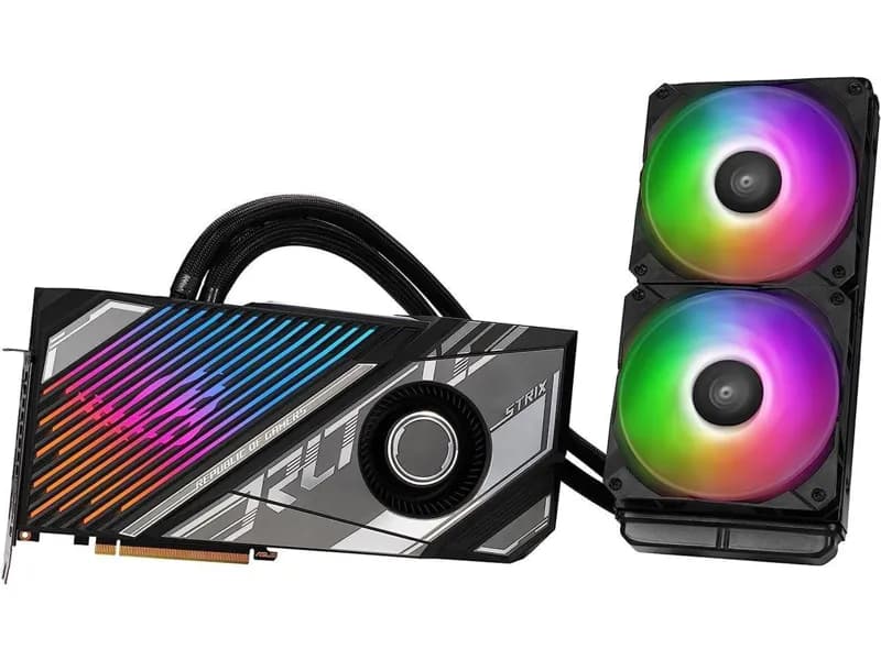 ASUS ROG Strix LC NVIDIA GeForce RTX 4090 OC Edition Gaming Graphics Card (PCIe 4.0, 24 GB GDDR6X, HDMI 2.1, DisplayPort 1.4a, 240 mm radiator, 560mm tubing) ROG-STRIX-LC-RTX4090-O24G-GAMING
