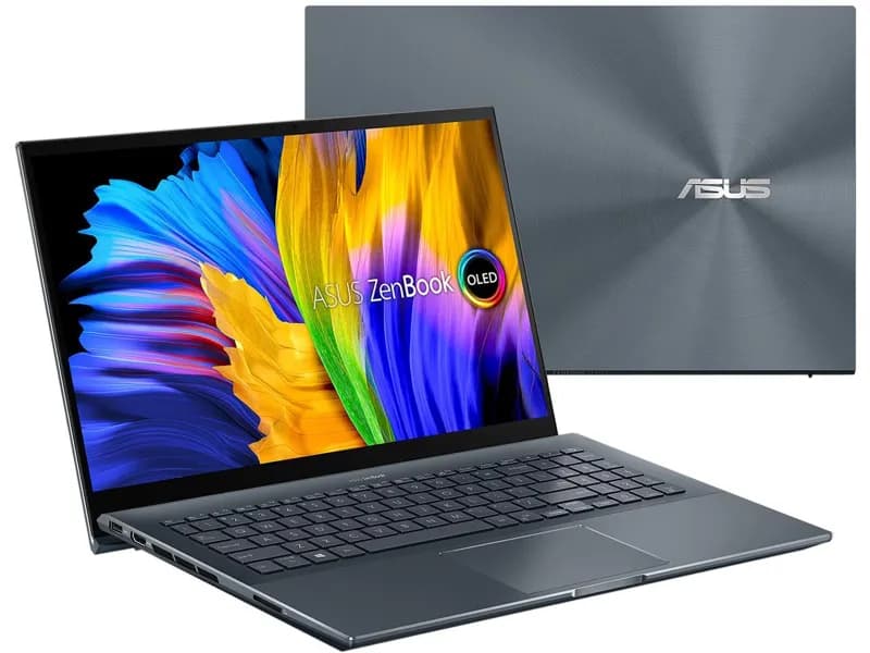 ASUS ZenBook Pro 15 OLED - 1TB - Laptop 15.6" FHD Touch Display, AMD Ryzen 7 5800H CPU, NVIDIA GeForce RTX 3050 Ti GPU, 16GB RAM, 512GB PCIe SSD, Windows 11 Pro, Pine Grey, UM535QE-XH71T