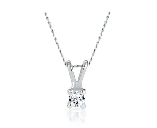 Diamond Solitaire Necklace 0.10CT Diamond 9K White Gold
