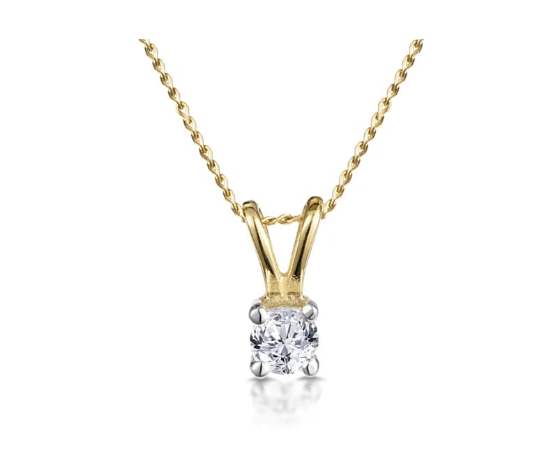 Diamond Solitaire Necklace 0.15CT Diamond 9K Yellow Gold