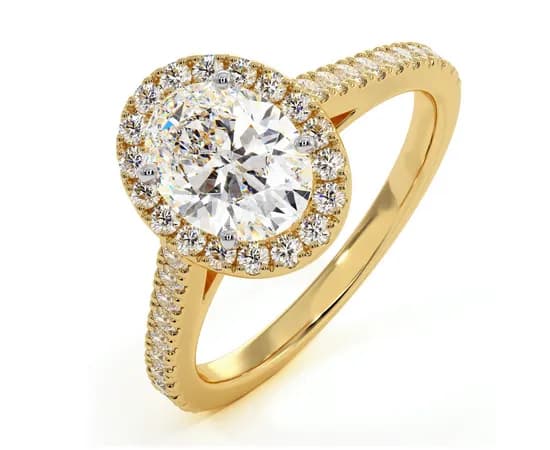 Georgina GIA Oval Diamond Halo Engagement Ring 18K Gold 1.55ct G/VS1