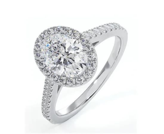 Georgina GIA Oval Diamond Halo Engagement Ring Platinum 1.55ct G/VS1