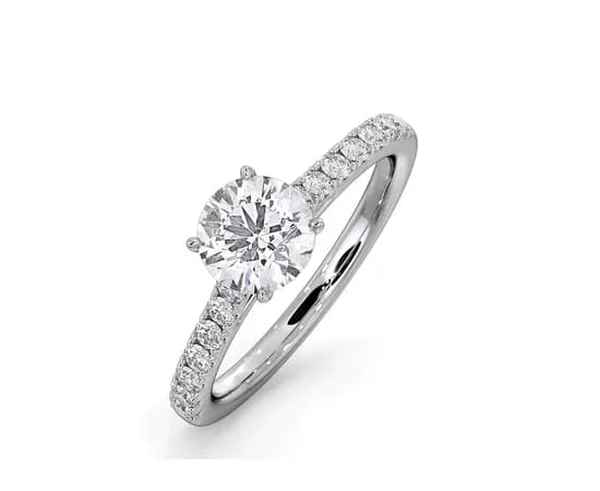 Natalia GIA Diamond Engagement Side Stone Ring Platinum 1.40CT G/VS1
