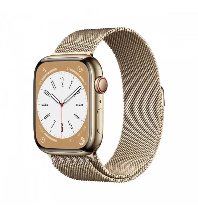 Apple Watch Series 8 GPS Cellular 45mm Gold Stainless Steel Case with Gold Milanese Loop