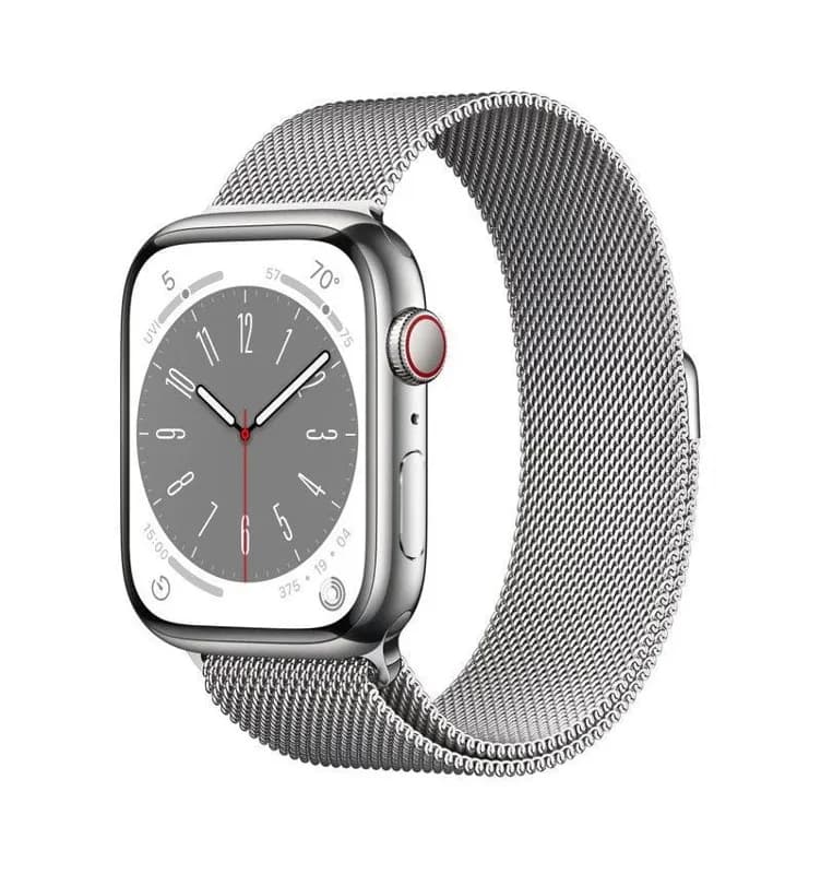 Apple Watch Series 8 GPS Cellular 45mm Silver Stainless Steel Case with Silver Milanese Loop