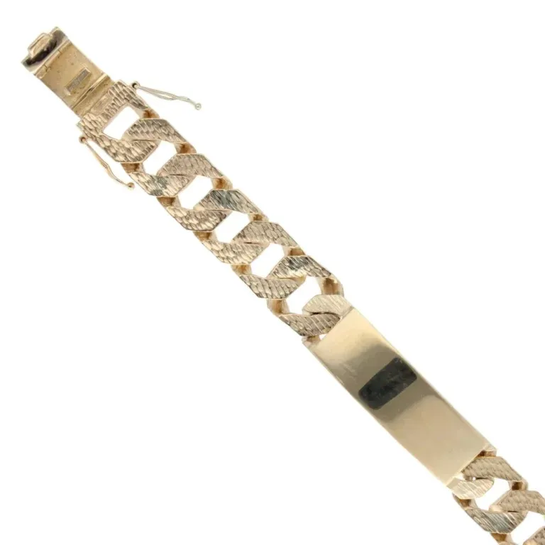 9ct Yellow Gold Textured Curb Bracelet 8″
