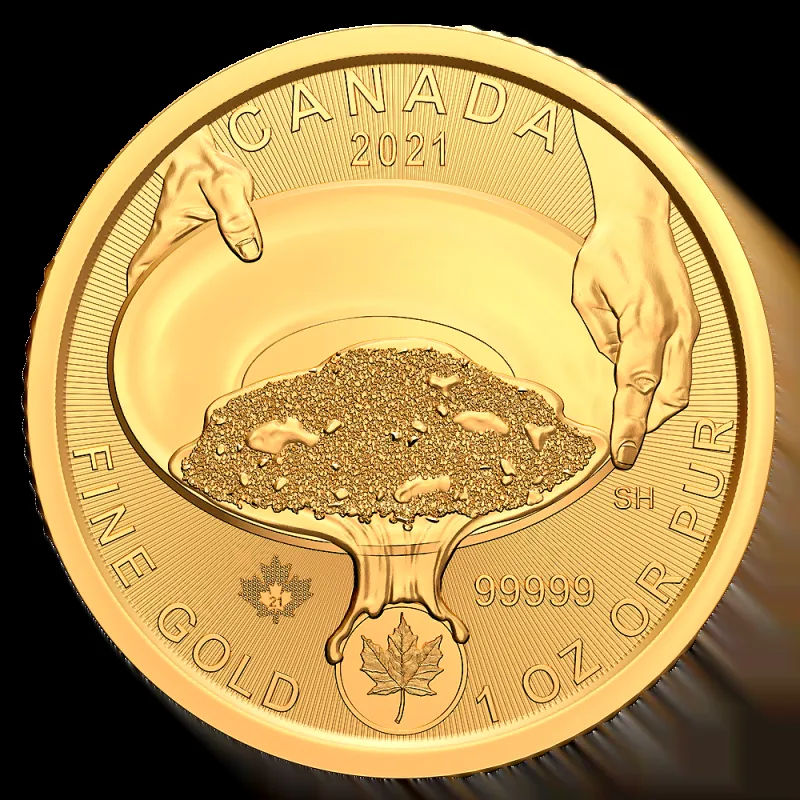 1 oz Klondike Gold Rush Panning for Gold .99999 Gold Coin (2021)