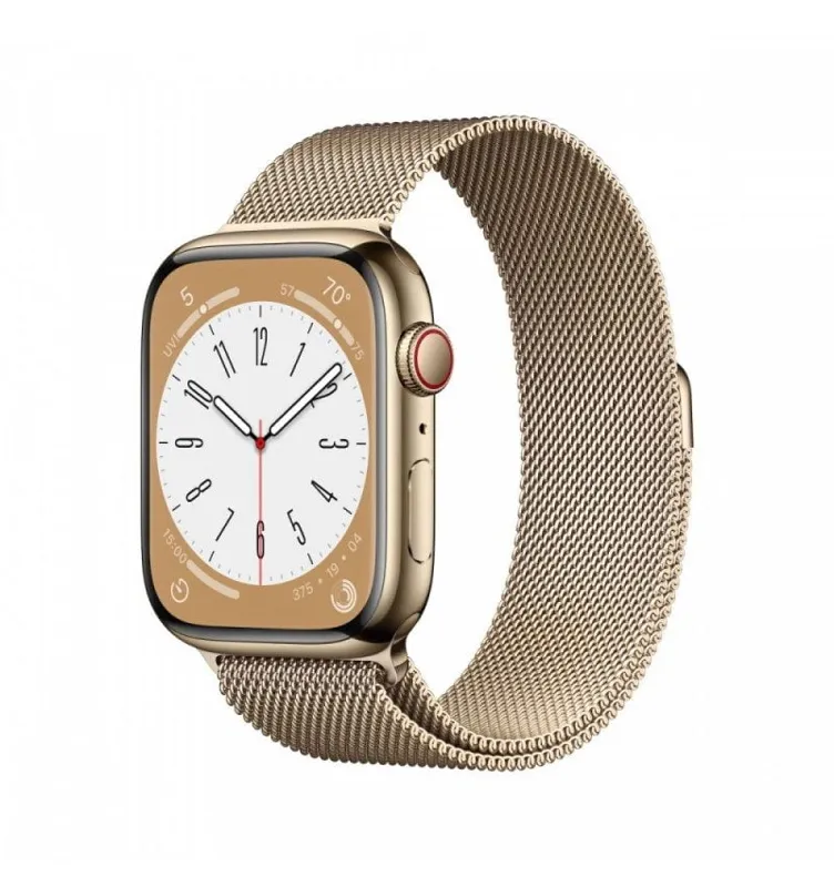Apple Watch Series 8 GPS Cellular 45mm Gold Stainless Steel Case with Gold Milanese Loop
