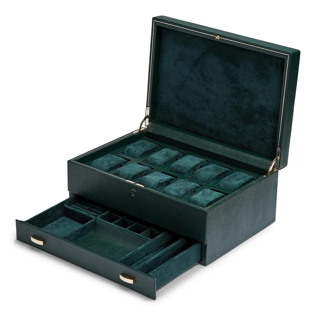 Wolf 1834 British Racing Green 10-Piece Watch Box